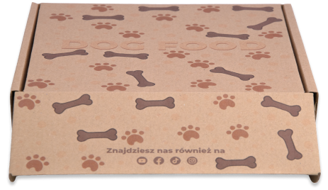 pudełko fasonowe z nadrukiem zatrzymaj uwagę klienta drukuj symbole social media lub dane kontaktowe